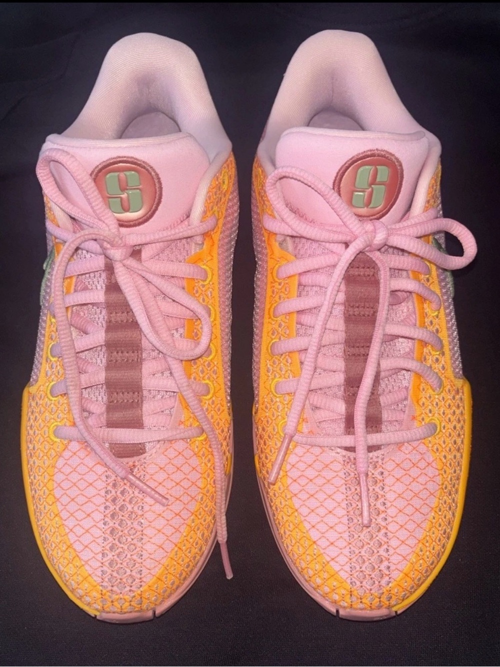 Nike Women's Pink and Yellow Athletic Sneakers - Picture 1 of 7